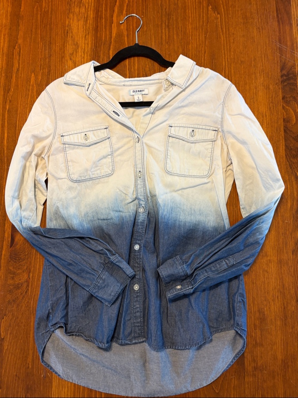 Old Navy White-to-Blue Ombre Button-Front Shirt
